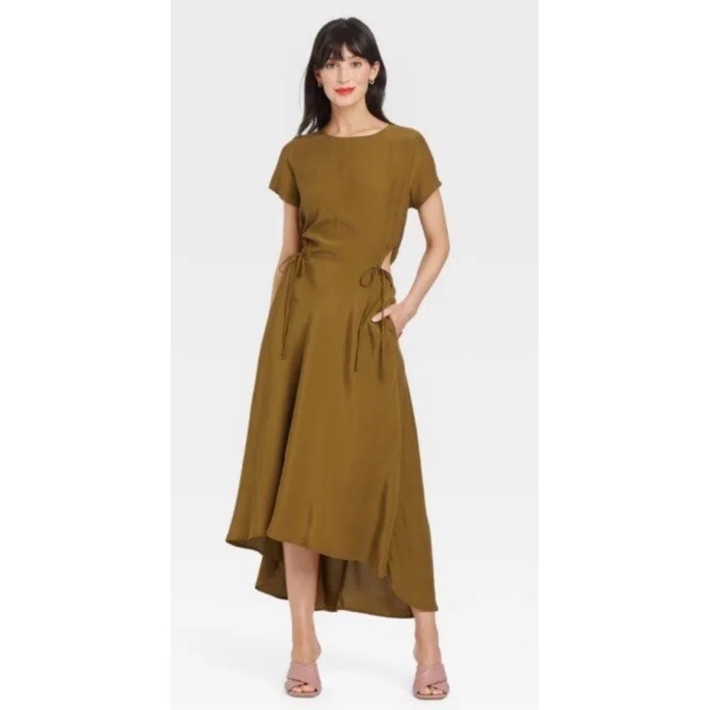 A New Day midi cut out green-brown dress